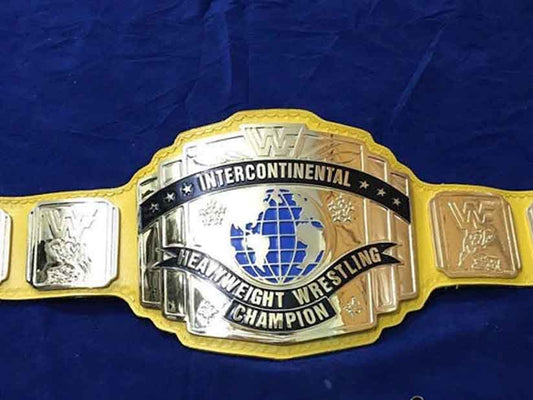 WWF INTERCONTINENTAL YELLOW 24K GOLD Zinc Championship Title Belt
