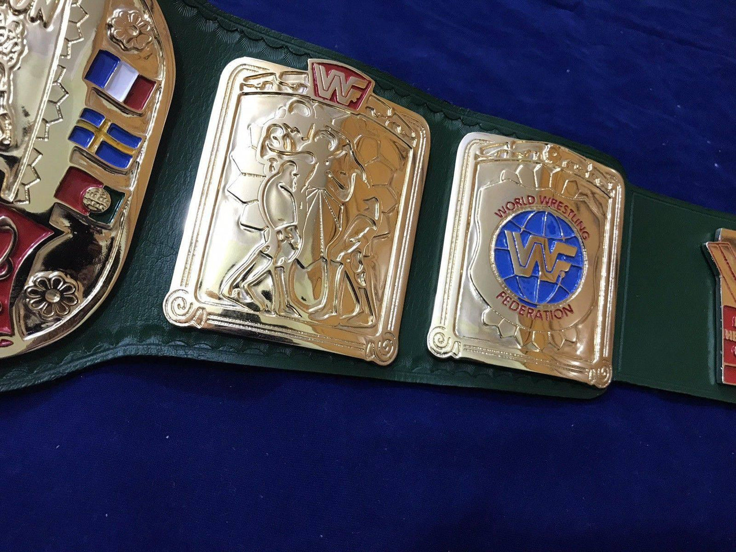 WWF EUROPEAN BLOCK LOGO 24K GOLD CHAMPIONSHIP TITLE BELT