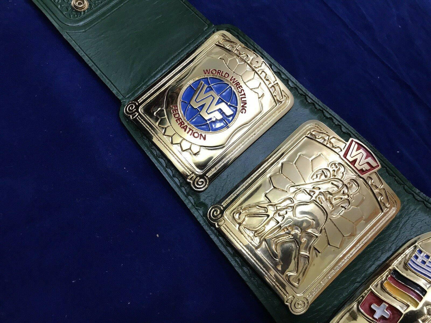 WWF EUROPEAN BLOCK LOGO 24K GOLD CHAMPIONSHIP TITLE BELT