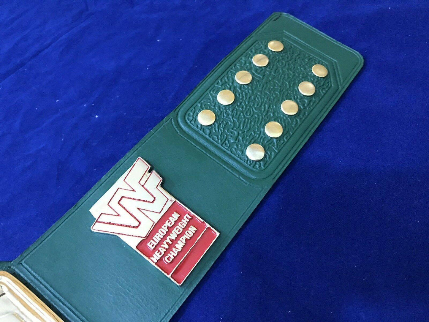 WWF EUROPEAN BLOCK LOGO 24K GOLD CHAMPIONSHIP TITLE BELT