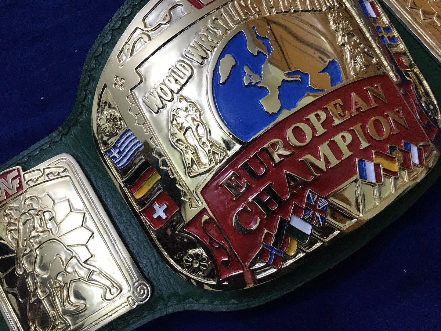 WWF EUROPEAN BLOCK LOGO 24K GOLD CHAMPIONSHIP TITLE BELT