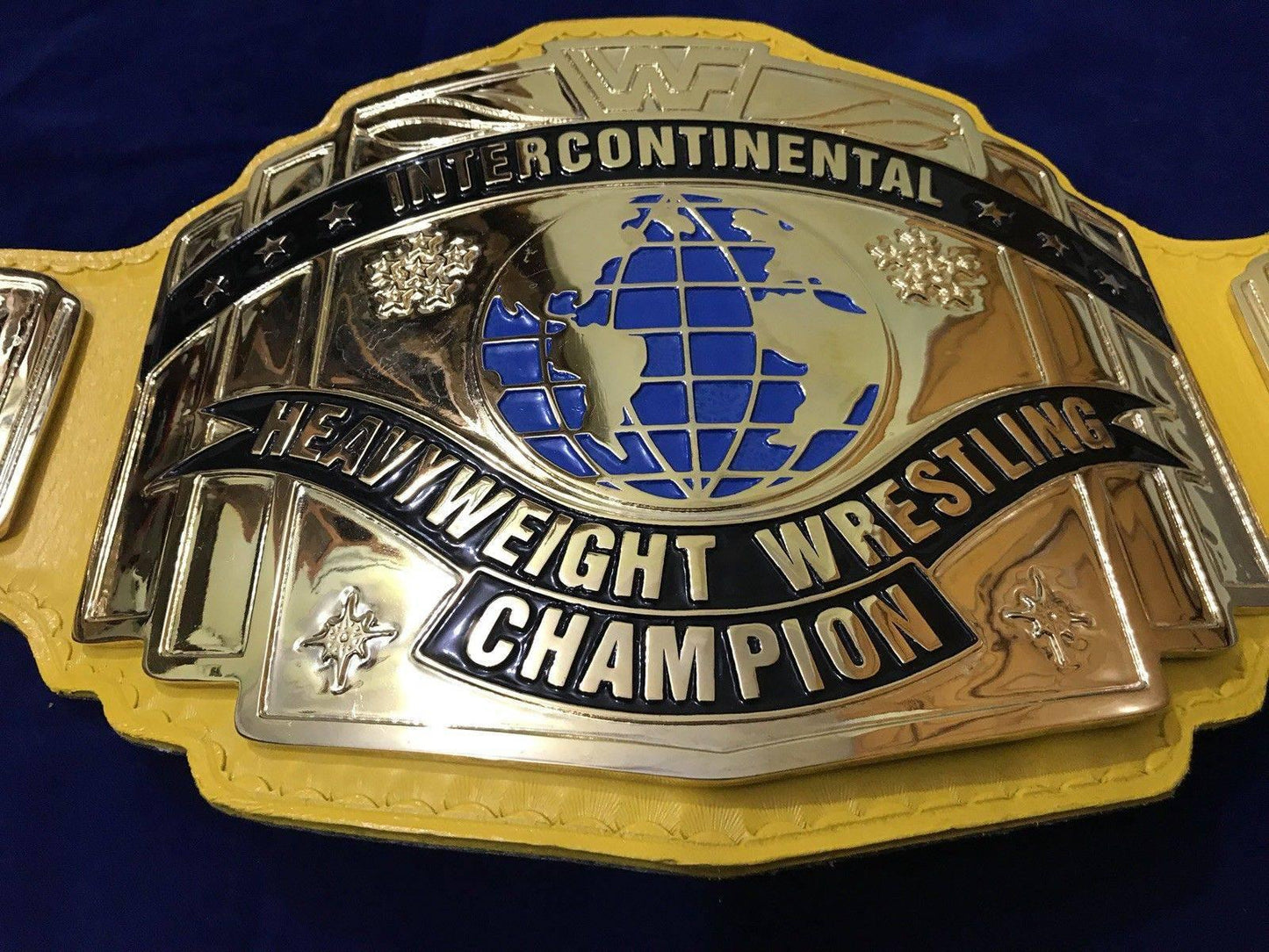 WWF INTERCONTINENTAL YELLOW 24K GOLD Zinc Championship Title Belt
