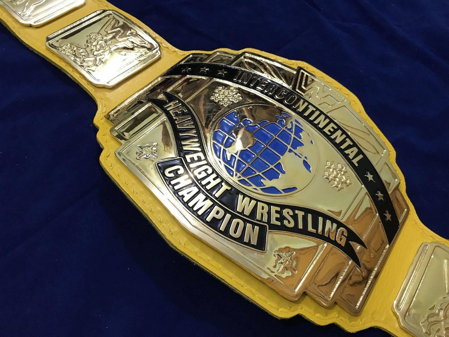 WWF INTERCONTINENTAL YELLOW 24K GOLD Zinc Championship Title Belt