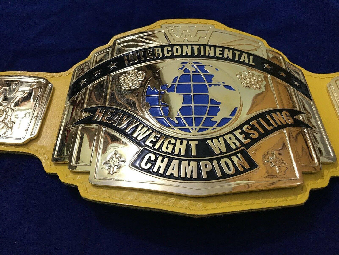 WWF INTERCONTINENTAL YELLOW 24K GOLD Zinc Championship Title Belt