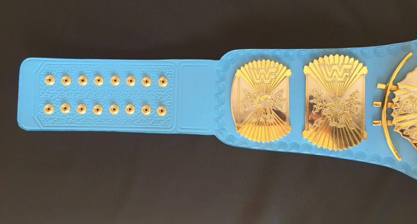 WWF WINGED EAGLE BLUE Brass Championship Title Belt