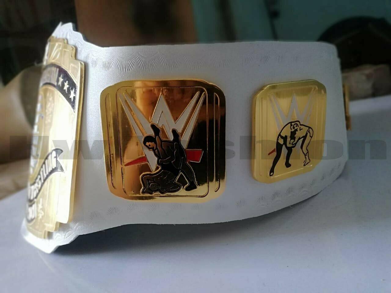 WWE INTERCONTINENTAL WHITE SCRATCH LOGO Brass Championship Belt