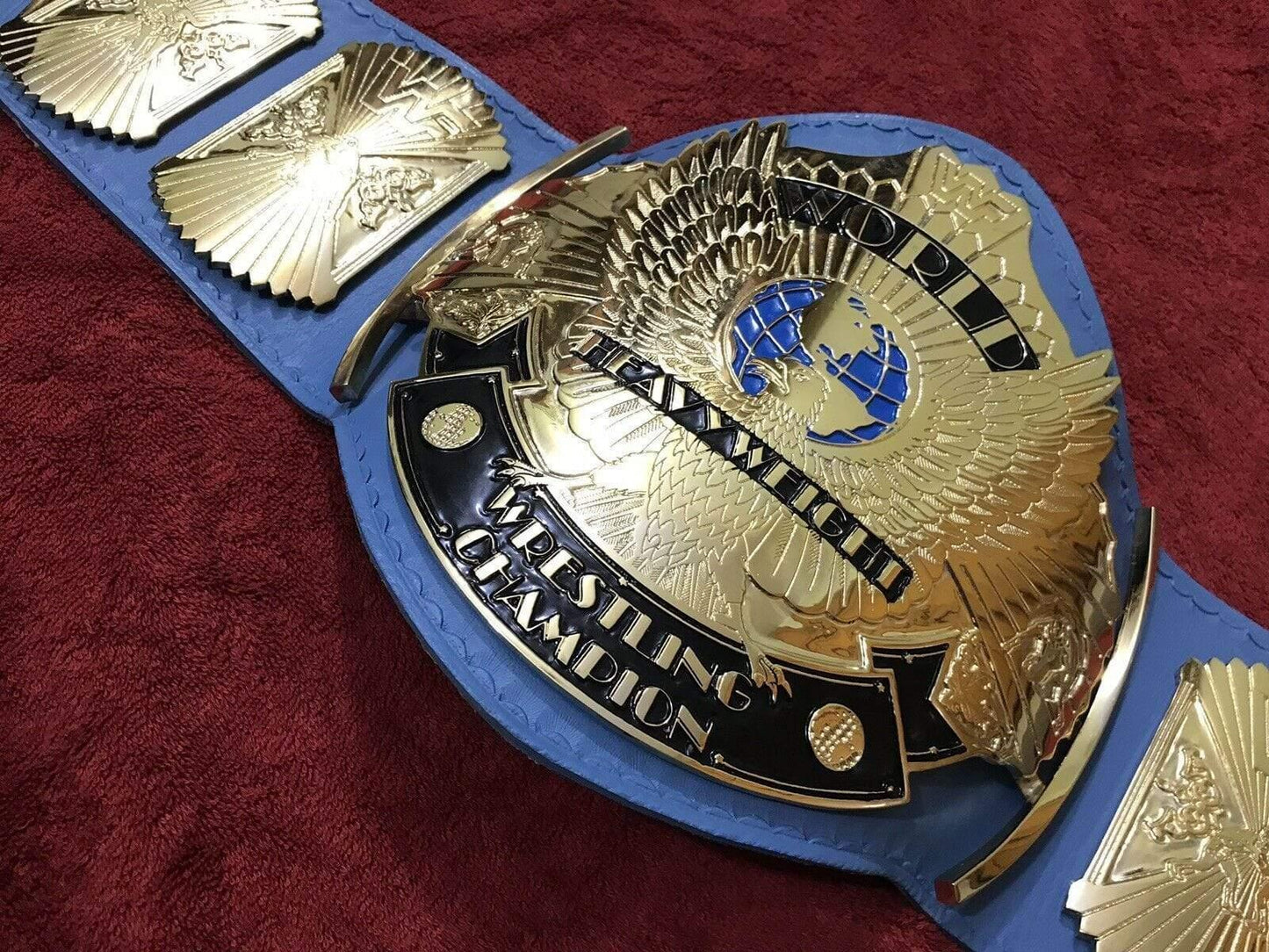 WWF WINGED EAGLE BLUE 24K GOLD Zinc Championship Belt