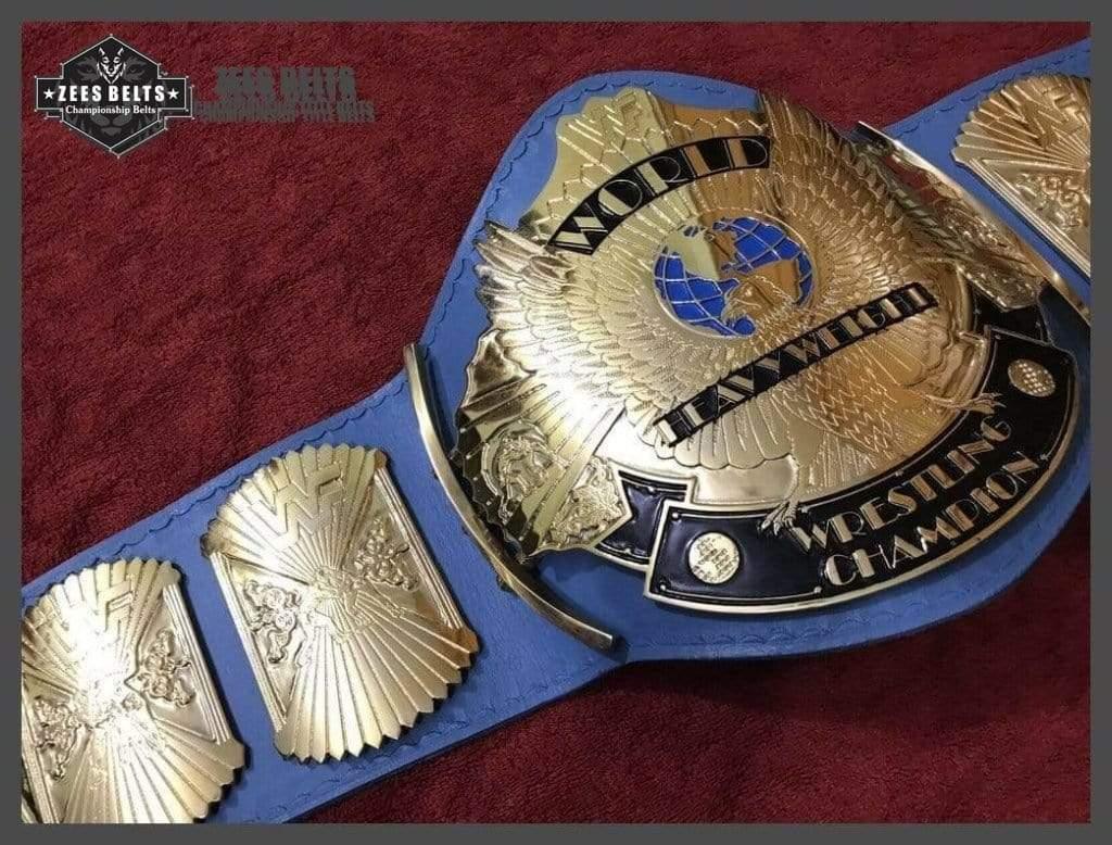 WWF WINGED EAGLE BLUE 24K GOLD Zinc Championship Belt