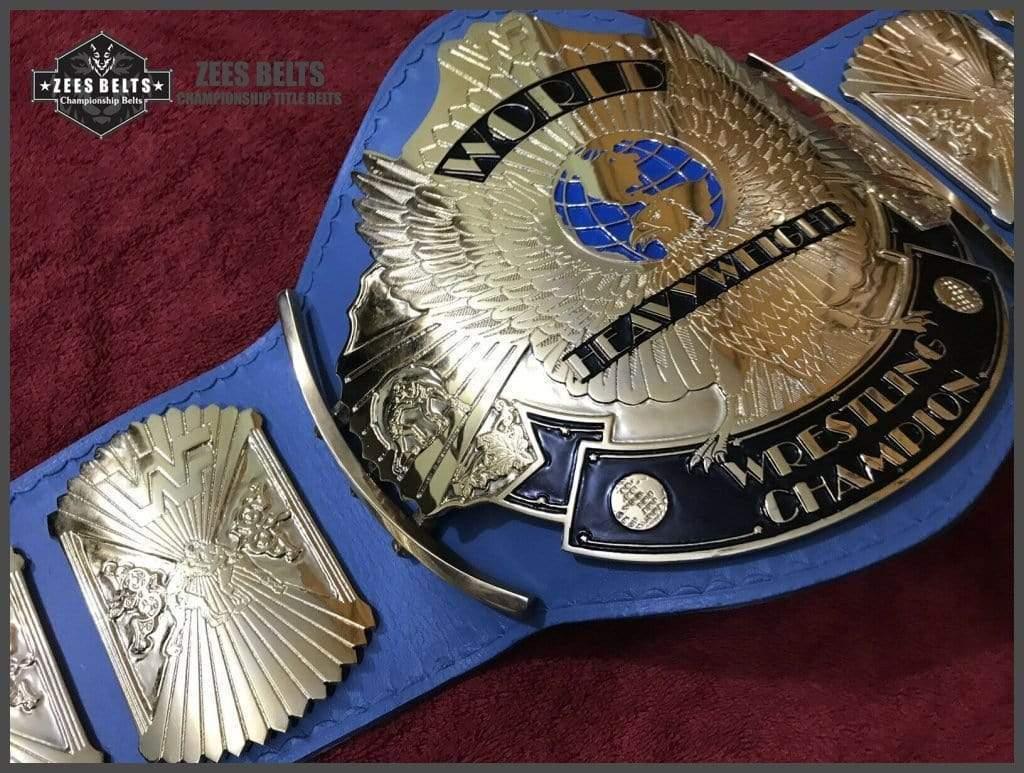 WWF WINGED EAGLE BLUE 24K GOLD Zinc Championship Belt