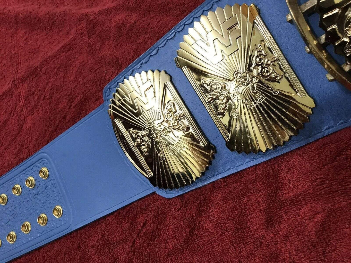 WWF WINGED EAGLE BLUE 24K GOLD Zinc Championship Belt